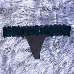 PINK Gray & Green Lace Thong Panties